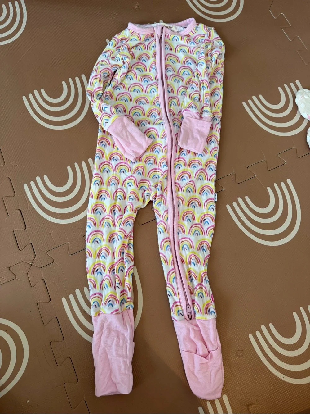 Little Sleepies Pink Rainbow Footed Pajama Sleeper